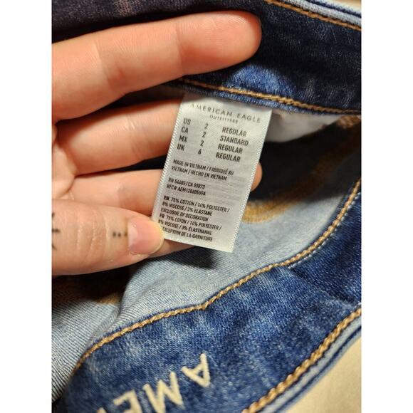 Sz 2 American Eagle Jeans Medium Wash Jegging Womens Size Two Regular - Picture 10 of 11